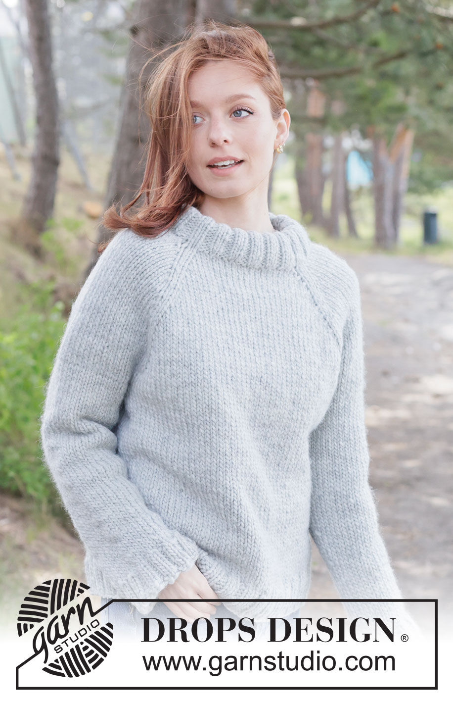 Stonewool Sweater / DROPS 263-34 - Gestrickter Pullover in DROPS Snow oder DROPS Andes. Die Arbeit wird von oben nach unten glatt rechts mit Raglan und doppelter Halsblende gestrickt. Größe XS - XXXL.
