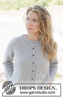 Silver Snuggle Cardigan / DROPS 263-35 - Strikket jakke i DROPS Sky eller DROPS Cotton Merino. Arbeidet strikkes ovenfra og ned i glattstrikk med europeisk bærestykke.  Størrelse S - XXXL.