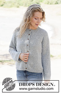 Silver Snuggle Cardigan / DROPS 263-35 - Strikket jakke i DROPS Sky eller DROPS Cotton Merino. Arbeidet strikkes ovenfra og ned i glattstrikk med europeisk bærestykke.  Størrelse S - XXXL.