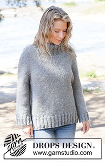 Slate Ridge Sweater / DROPS 263-36 - Kötött pulóver DROPS Andes vagy DROPS Snow fonalból. A darabot fentről lefelé haladva kötjük harisnyakötéssel és európai vállrésszel. XS-XXXL méretben