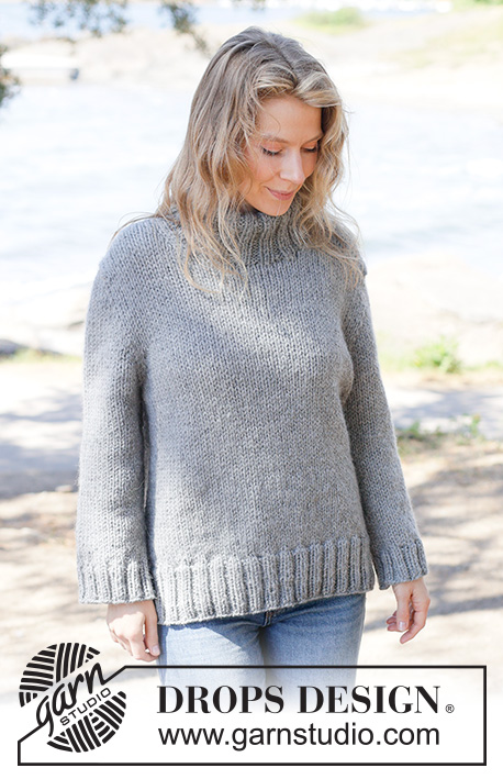 Slate Ridge Sweater / DROPS 263-36 - Kötött pulóver DROPS Andes vagy DROPS Snow fonalból. A darabot fentről lefelé haladva kötjük harisnyakötéssel és európai vállrésszel. XS-XXXL méretben