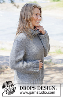 Slate Ridge Sweater / DROPS 263-36 - Kötött pulóver DROPS Andes vagy DROPS Snow fonalból. A darabot fentről lefelé haladva kötjük harisnyakötéssel és európai vállrésszel. XS-XXXL méretben