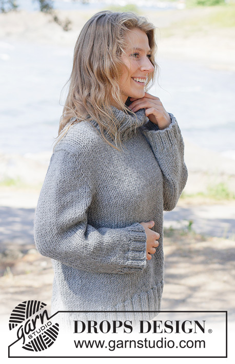 Slate Ridge Sweater / DROPS 263-36 - Kötött pulóver DROPS Andes vagy DROPS Snow fonalból. A darabot fentről lefelé haladva kötjük harisnyakötéssel és európai vállrésszel. XS-XXXL méretben