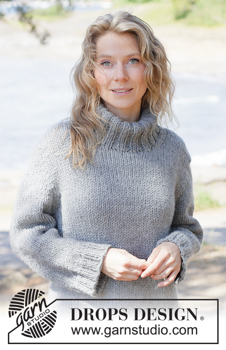 Slate Ridge Sweater / DROPS 263-36 - Kötött pulóver DROPS Andes vagy DROPS Snow fonalból. A darabot fentről lefelé haladva kötjük harisnyakötéssel és európai vállrésszel. XS-XXXL méretben