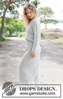 Soft Horizon Skirt / DROPS 263-6 - Knitted long skirt in DROPS Brushed Alpaca Silk and DROPS Alpaca. The piece is worked top down in stocking stitch, with I-cord. Sizes XS - XXXL.