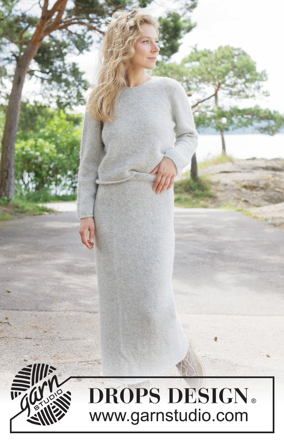 Soft Horizon Skirt / DROPS 263-6 - Knitted long skirt in DROPS Brushed Alpaca Silk and DROPS Alpaca. The piece is worked top down in stocking stitch, with I-cord. Sizes XS - XXXL.