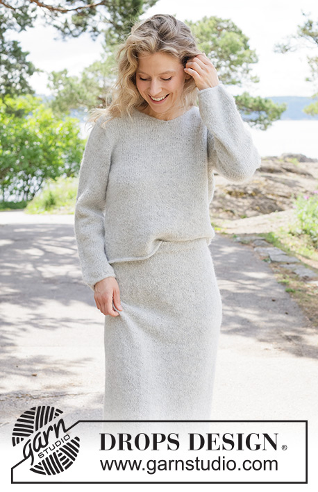 Soft Horizon Skirt / DROPS 263-6 - Knitted long skirt in DROPS Brushed Alpaca Silk and DROPS Alpaca. The piece is worked top down in stocking stitch, with I-cord. Sizes XS - XXXL.