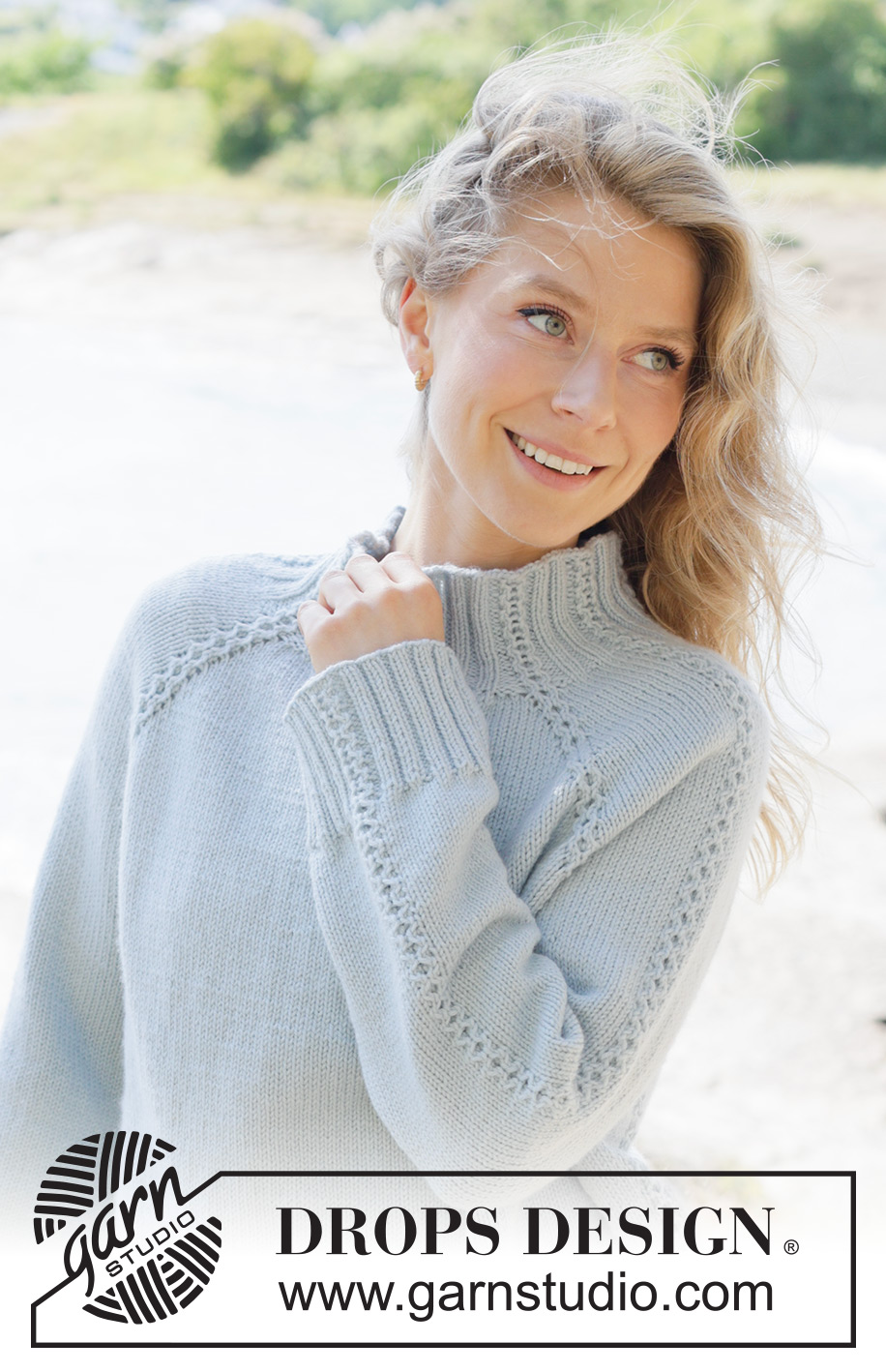 Rain Trail Sweater / DROPS 263-7 - Knitted sweater in DROPS Daisy or DROPS Merino Extra Fine. The piece is worked top down in stockinette stitch, with raglan and small cables. Sizes XS - XXXL.