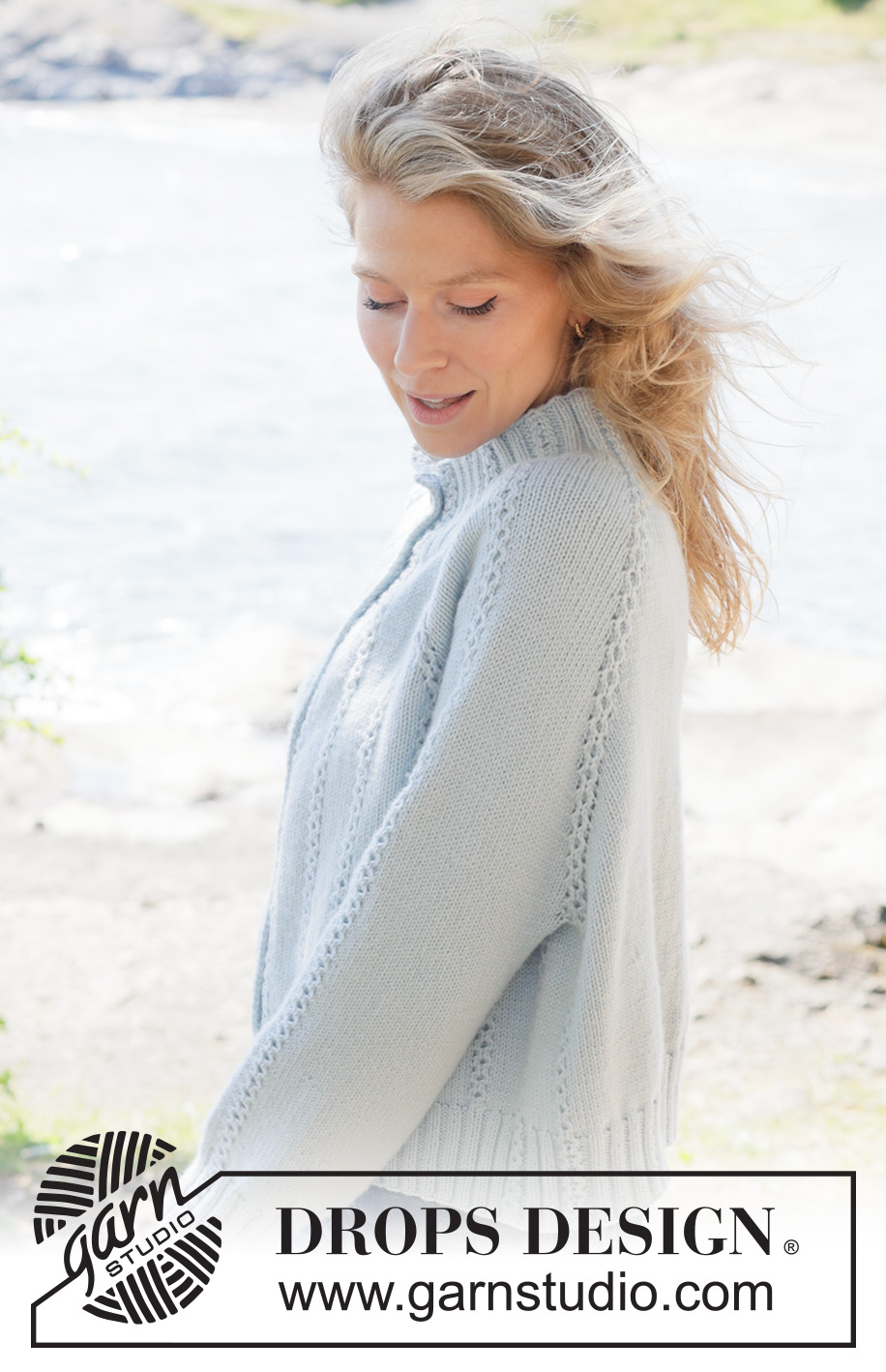Rain Trail Cardigan / DROPS 263-8 - Raglánový propínací svetr s jemnými copánky pletený shora dolů lícovým žerzejem z příze DROPS Daisy nebo DROPS Merino Extra Fine. Velikosti: XS - XXXL.