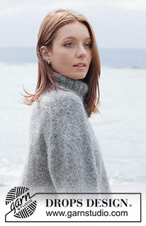 Northern Shore Sweater / DROPS 263-9 - Maglione lavorato ai ferri in DROPS Melody. Lavorato dall’alto in basso con sprone europeo e collo alto. Taglie: XS - XXXL.
