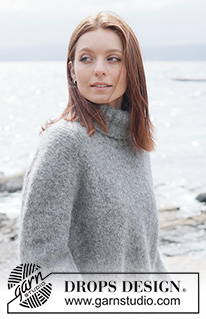 Northern Shore Sweater / DROPS 263-9 - Maglione lavorato ai ferri in DROPS Melody. Lavorato dall’alto in basso con sprone europeo e collo alto. Taglie: XS - XXXL.