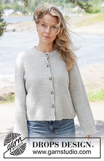 Silver Drift Cardigan / DROPS 264-14 - 1 DROPS Fiesta ja 1 DROPS Kid-Silk lõngadest ülevalt alla parempidises koes kootud Euroopa passega üheskootud varrukatega ja patentkoes servadega kardigan  suurustele XS kuni XXL