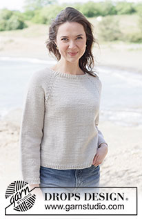 Frost Petal Sweater / DROPS 264-15 - Strikket bluse i DROPS Merino Extra Fine eller DROPS Puna. Arbejdet strikkes oppefra og ned med raglan og glatstrik. Størrelse XS - XXXL.