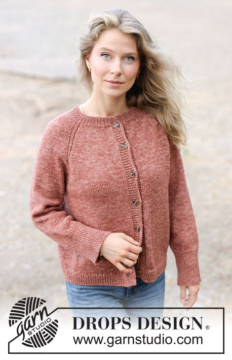 Canyon Twist Cardigan / DROPS 264-20 - Rozpinany sweter na drutach przerabiany od góry do dołu, z włóczki DROPS Fiesta. Wykonany dżersejem, z reglanowymi rękawami. Od XS do XXXL.