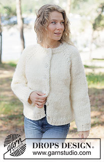 Quiet Hours Cardigan / DROPS 264-25 - Strikket cardigan i 1 tråd DROPS Polaris eller 2 tråde DROPS Snow. Arbejdet strikkes oppefra og ned med raglan og i-cord. Størrelse XS - XXXL.