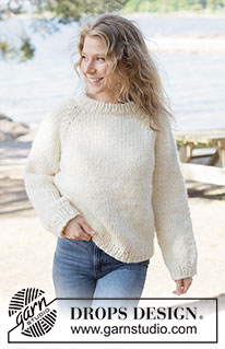 Quiet Hours Sweater / DROPS 264-26 - Kötött pulóver 1 szál DROPS Polaris fonalból, vagy 2 szál DROPS Snow fonal fonalat összefogva A darabot fentről lefelé irányban készítjük, raglán szabásvonallal. Méret: XS - XXXL