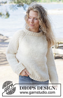 Quiet Hours Sweater / DROPS 264-26 - Kötött pulóver 1 szál DROPS Polaris fonalból, vagy 2 szál DROPS Snow fonal fonalat összefogva A darabot fentről lefelé irányban készítjük, raglán szabásvonallal. Méret: XS - XXXL