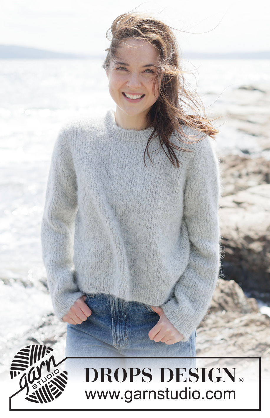 Rocky Beach Sweater / DROPS 264-32 - Knitted sweater in DROPS Melody. The piece is worked top down in stockinette stitch, with European yoke. Sizes XS - XXXL.