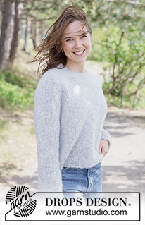 Rocky Beach Sweater / DROPS 264-32 - Knitted sweater in DROPS Melody. The piece is worked top down in stockinette stitch, with European yoke. Sizes XS - XXXL.