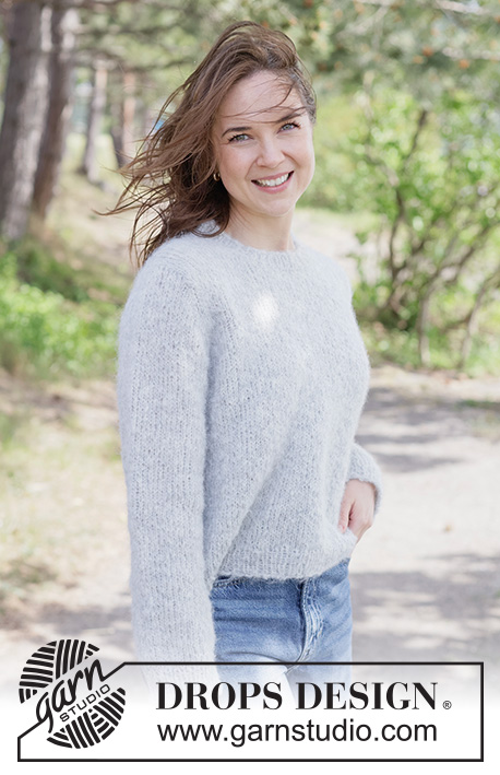 Rocky Beach Sweater / DROPS 264-32 - Knitted sweater in DROPS Melody. The piece is worked top down in stockinette stitch, with European yoke. Sizes XS - XXXL.