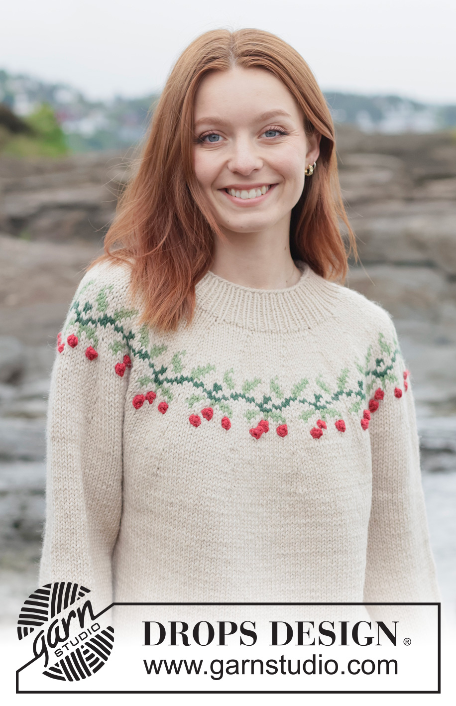 Holly Dolly Sweater / DROPS 264-39 - Free knitting pattern Holly Dolly Sweater / DROPS 264-39 - Knitted jumper in DROPS Nepal. Piece is knitted top down in stocking stitch with round yoke and multi-coloured pattern with berries. Size XS – XXXL. Theme: Christmas.