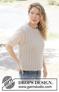 Soft Braid Vest / DROPS 264-5 - Gilet lavorato ai ferri in 1 capo di DROPS Nord e 1 capo di Kid-Silk o 1 capo di DROPS Alpaca e 1 capo di DROPS Kid-Silk. Lavorato dal basso verso l’alto con trecce e spalle diagonali. Taglie: XS - XXXL.