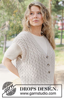 Soft Braid Vest / DROPS 264-6 - Gilet lavorato ai ferri in 1 capo di DROPS Nord e 1 capo di Kid-Silk o 1 capo di DROPS Alpaca e 1 capo di DROPS Kid-Silk. Lavorato dal basso verso l’alto con trecce, collo a V, spalle diagonali e I-cord. Taglie: XS - XXXL.
