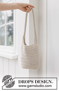Cream Breeze Bag / DROPS 265-13 - Heklet liten veske i DROPS Bomull-Lin. Arbeidet hekles rundt nedenfra og opp med stjernemønster.