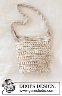 Cream Breeze Bag / DROPS 265-13 - Heklet liten veske i DROPS Bomull-Lin. Arbeidet hekles rundt nedenfra og opp med stjernemønster.