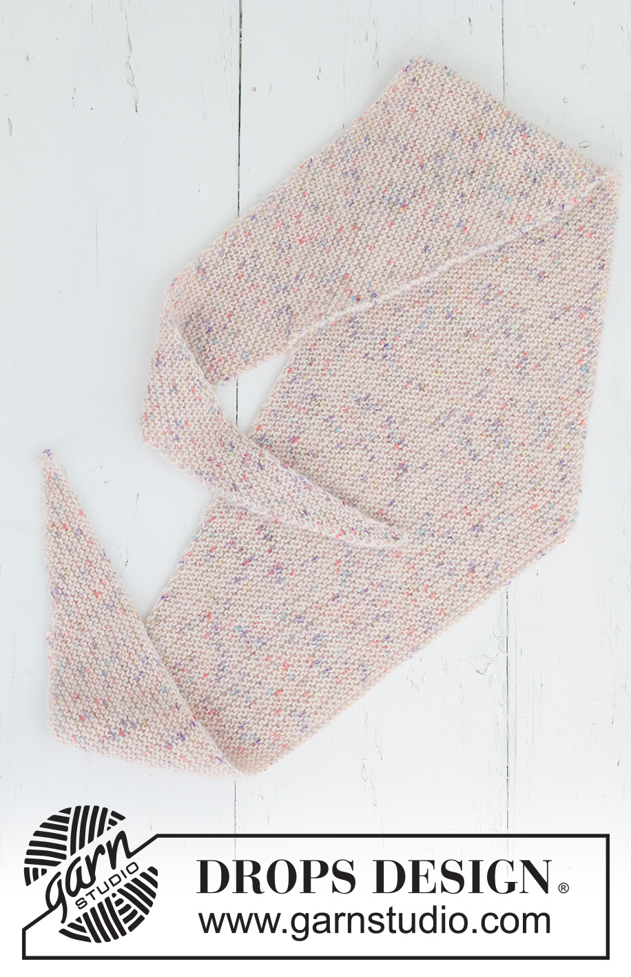 Candy Sprinkles Shawl / DROPS 265-16 - Knitted shawl in DROPS Baby Merino and DROPS Kid-Silk. The piece is worked diagonally in garter stitch.