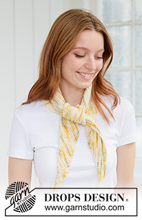 Spring Picnic Shawl / DROPS 265-17 - Knitted shawl DROPS Fiesta. The piece is worked diagonally in garter stitch.