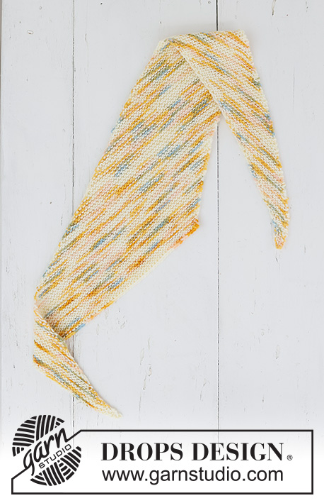 Spring Picnic Shawl / DROPS 265-17 - Knitted shawl DROPS Fiesta. The piece is worked diagonally in garter stitch.