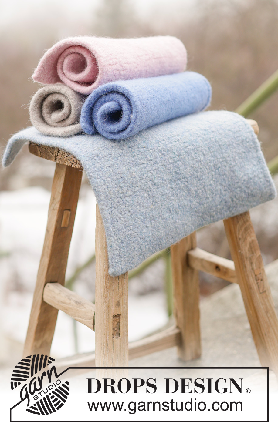 Pastel Meadow Seating Pad / DROPS 265-35 - Knitted and felted sitting mat in DROPS Snow. The piece is worked back and forth in stockinette stitch. Theme: Easter.