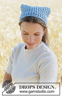Sky Rover Bandana / DROPS 265-8 - Virkattu huivi / bandana-huivi DROPS Belle-langasta. Työ virkataan tasona ja työssä on pylväsryhmiä.