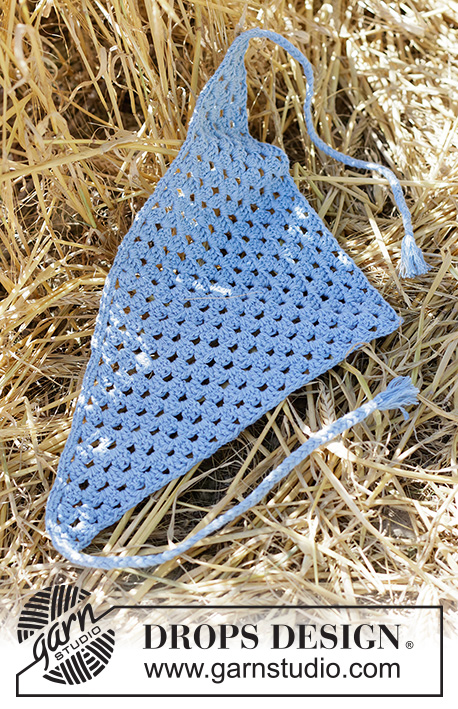 Sky Rover Bandana / DROPS 265-8 - Virkattu huivi / bandana-huivi DROPS Belle-langasta. Työ virkataan tasona ja työssä on pylväsryhmiä.