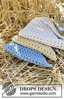 Sky Rover Bandana / DROPS 265-8 - Virkattu huivi / bandana-huivi DROPS Belle-langasta. Työ virkataan tasona ja työssä on pylväsryhmiä.