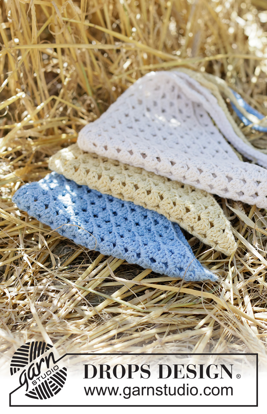 Sky Rover Bandana / DROPS 265-8 - Virkattu huivi / bandana-huivi DROPS Belle-langasta. Työ virkataan tasona ja työssä on pylväsryhmiä.