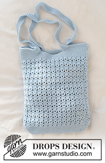 Betty Blue Bag / DROPS 265-9 - Heklet veske / nett i DROPS Paris. Arbeidet hekles rundt nedenfra og opp med hullmønster.
