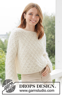 Lace Diamond Sweater / DROPS 266-1 - Knitted jumper in DROPS Alpaca and DROPS Kid-Silk. The piece is worked top down with raglan and lace pattern. Sizes XS - XXXL.