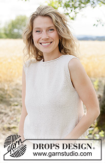 Countryside Walk Top / DROPS 266-13 - Strikket top i DROPS Belle. Arbejdet strikkes oppefra og ned med glatstrik og i-cord. Størrelse XS - XXXL.