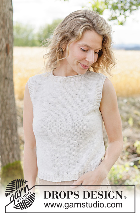 Countryside Walk Top / DROPS 266-13 - Strikket top i DROPS Belle. Arbejdet strikkes oppefra og ned med glatstrik og i-cord. Størrelse XS - XXXL.