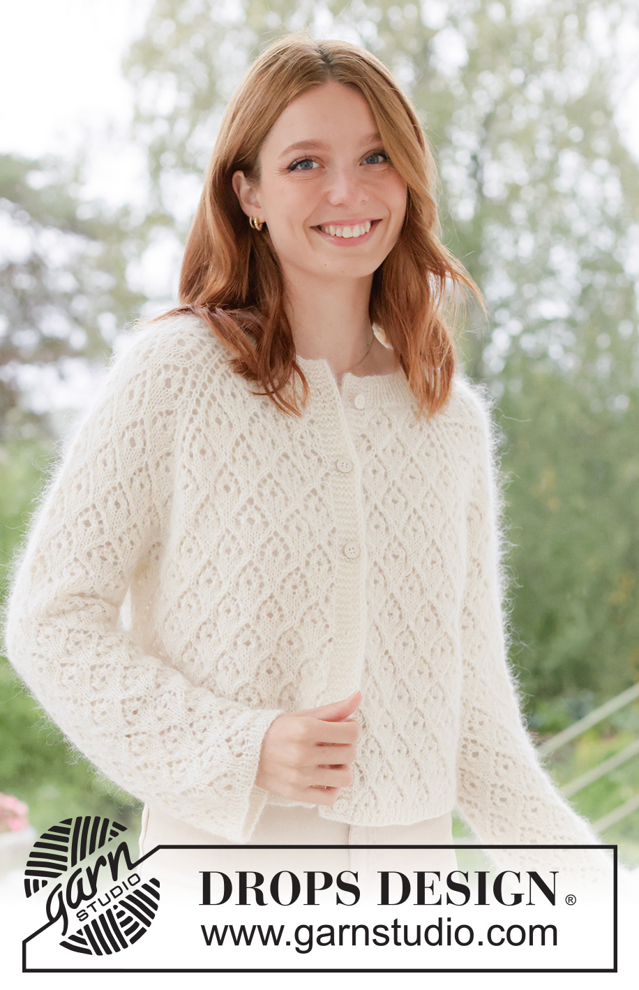 Lace Diamond Cardigan / DROPS 266-2 - Knitted jacket in DROPS Alpaca and DROPS Kid-Silk. The piece is worked top down with raglan, lace pattern and bands with I-cord. Sizes XS - XXXL.