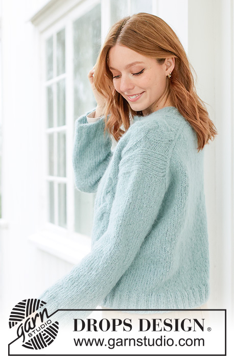 Knotted Vine Sweater / DROPS 266-23 - Knitted over-sized jumper in DROPS Melody. The piece is worked top down with diagonal/European shoulders, cables and rolled edges. Sizes XS - XXXL.