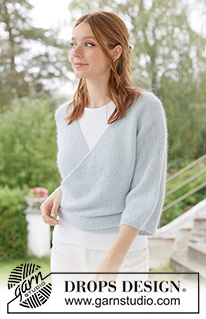 Icy Ballerina Wrap / DROPS 266-3 - Raglánový zavinovací svetr s dutinkou pletený shora dolů z přízí DROPS Flora and DROPS Kid-Silk nebo DROPS Alpaca and DROPS Kid-Silk. Velikosti: XS - XXXL.