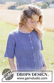 Lilac Serenade Cardigan / DROPS 266-9 - Knitted jacket with short sleeves in DROPS Brushed Alpaca Silk. The piece is worked top down with knitted-up sleeves and lace pattern. Sizes XS - XXXL.