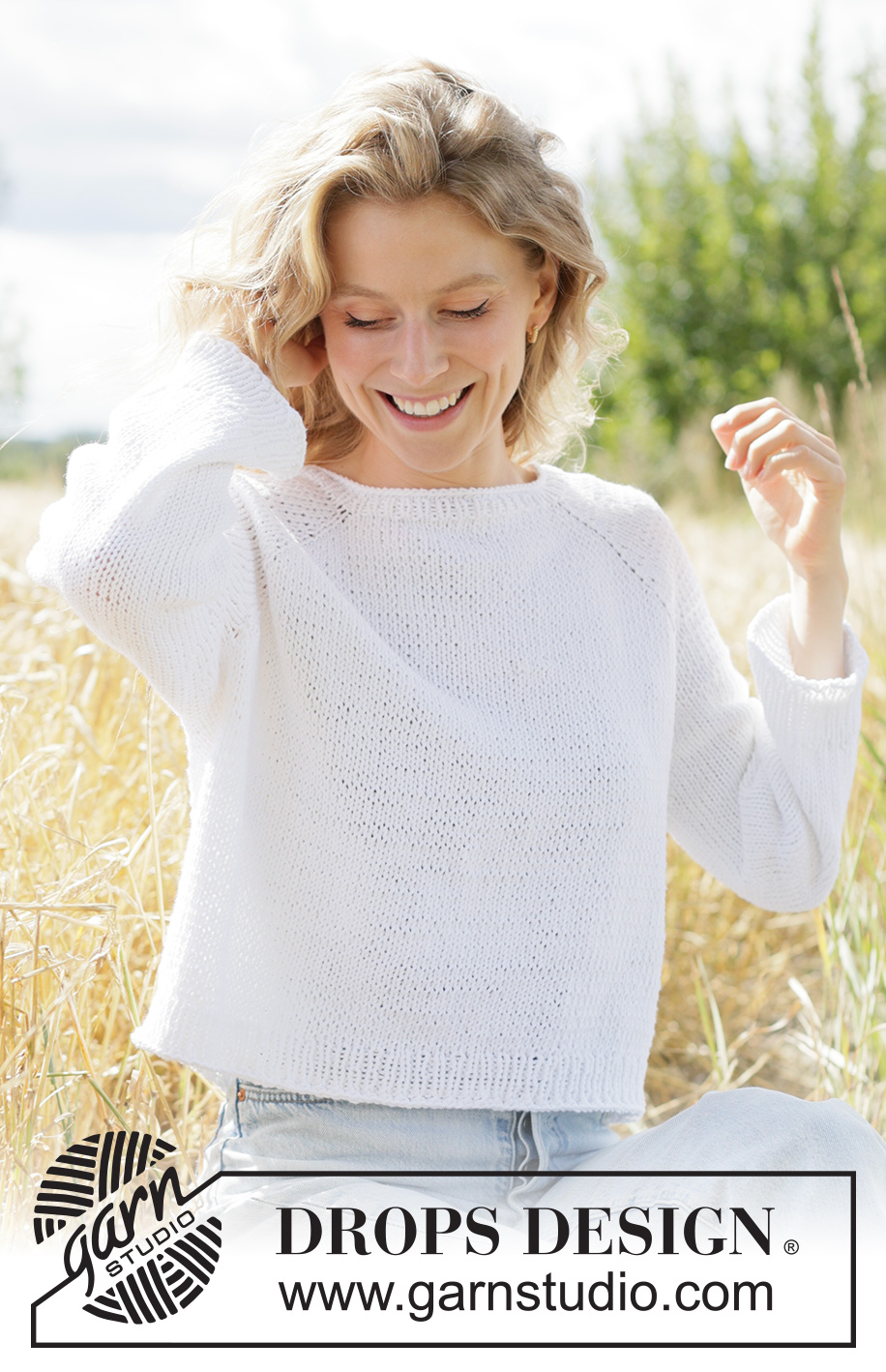 Summer Living Sweater / DROPS 267-25 - Kötött pulóver DROPS Paris fonalból. A darabot fentről lefelé irányban készítjük, raglán szabásvonallal és harisnyakötéssel Méret: XS - XXXL