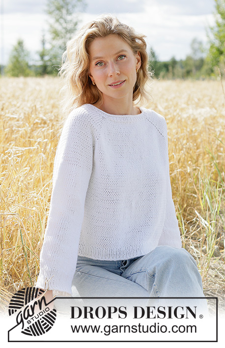 Summer Living Sweater / DROPS 267-25 - Kötött pulóver DROPS Paris fonalból. A darabot fentről lefelé irányban készítjük, raglán szabásvonallal és harisnyakötéssel Méret: XS - XXXL