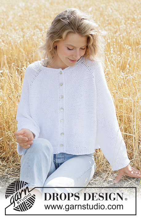 Summer Living Cardigan / DROPS 267-26 - Kötött kardigán DROPS Paris fonalból A darabot fentről lefelé irányban készítjük, raglán szabásvonallal és harisnyakötéssel Méret: XS - XXXL