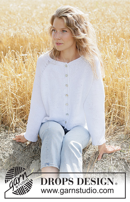 Summer Living Cardigan / DROPS 267-26 - Kötött kardigán DROPS Paris fonalból A darabot fentről lefelé irányban készítjük, raglán szabásvonallal és harisnyakötéssel Méret: XS - XXXL