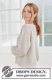 Sand Walk Sweater / DROPS 267-27 - Ylhäältä alas neulottu pusero DROPS Bomull-Lin -langasta. Työssä on sileää neuletta, venepääntie ja viistotut olkapäät. Koot XS - XXXL.